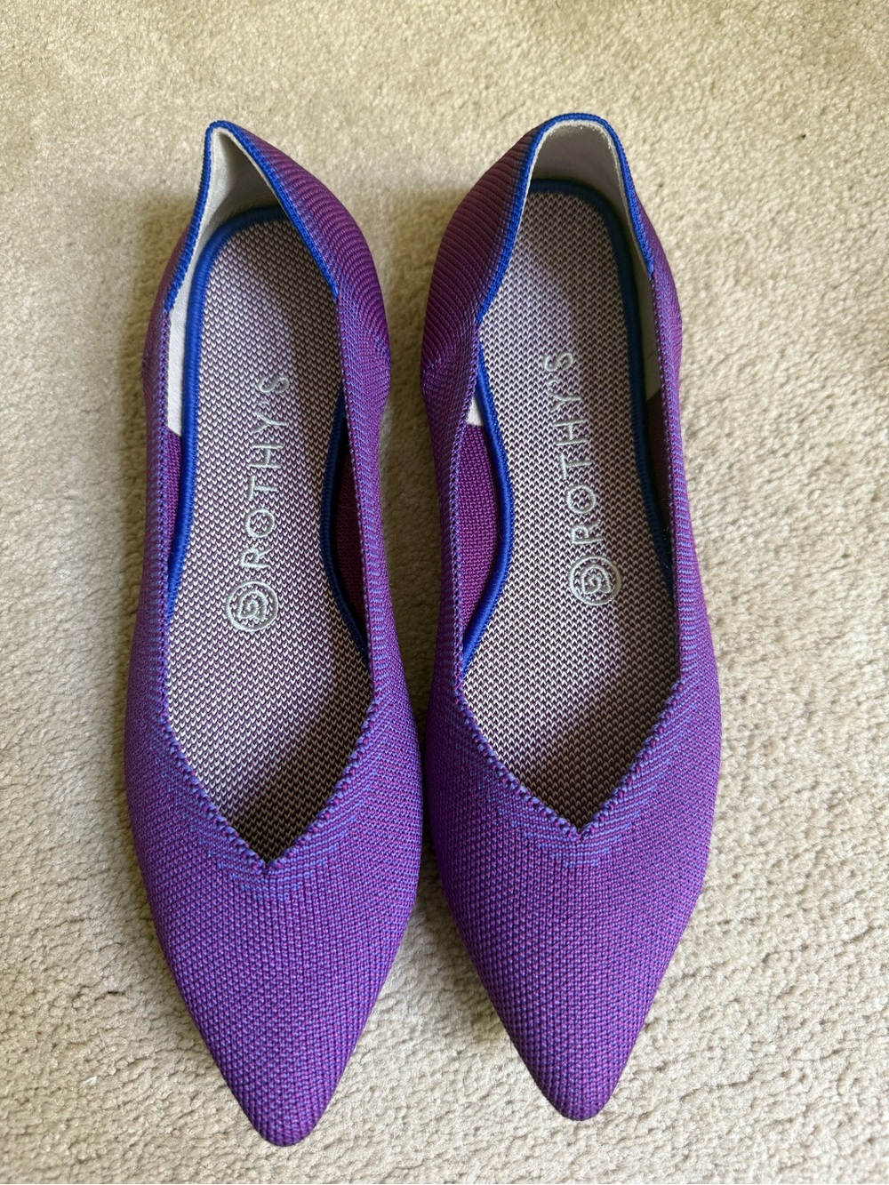 Rothy's Pointed Knit Flats in Purple Violet Original